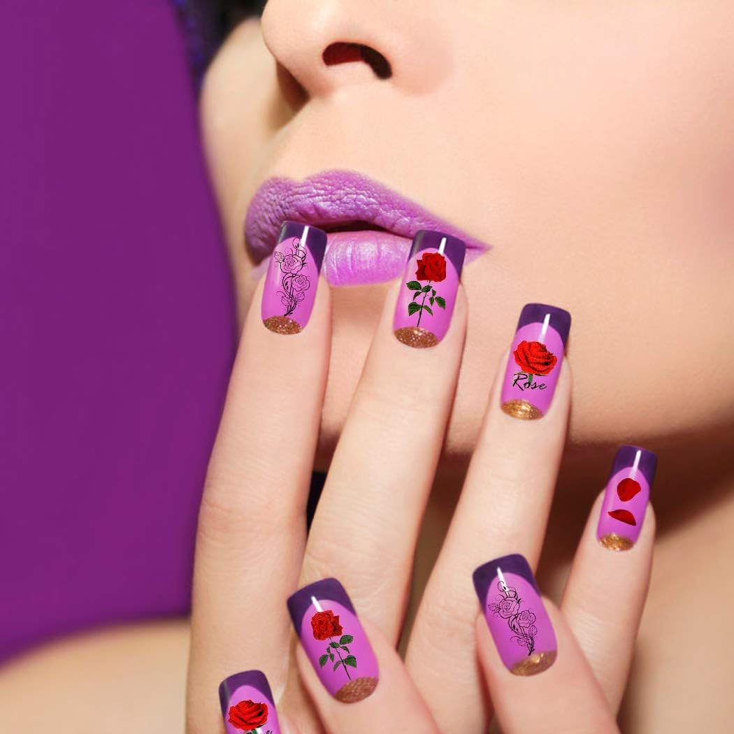Nail Art Stickers, FunPa 24 Sheets Nail Stickers Floral Pattern Water Transfer DIY Nail Decals Self-Adhesive Stickers for Women Girls Nail Art Accessories Decals Manicure DIY or Nail Salon: Arts, Crafts & Sewing