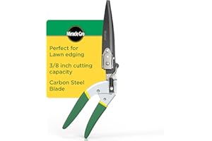 Miracle-Gro Grass Trimming Shears – Adjustable Rotating Handle with Sharp Non-Stick Carbon Steel Blades, Comfort Handles, and Safety Lock for Precise Garden and Lawn Edging