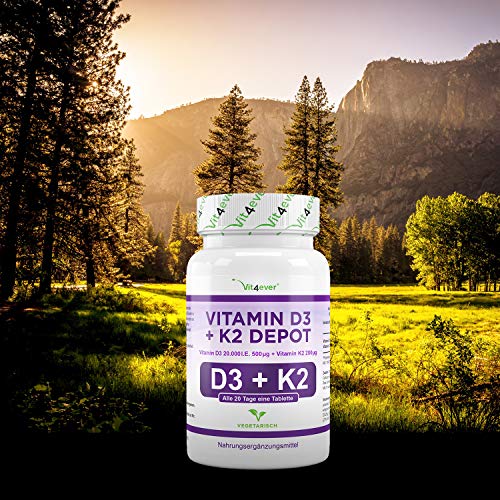 Vit4ever® Vitamin D3 20.000 I.E + Vitamin K2 200 mcg /100 Tabletten