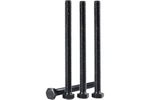 Yinpecly M12 Hex Bolts, M12-1.75 x 150mm Hex Head Bolts, Carbon Steel Grade 8.8, Black Oxide Finish, Full Thread,Metric Hexagon Head Bolts Right Hand External Hex Drive, 4 PCS