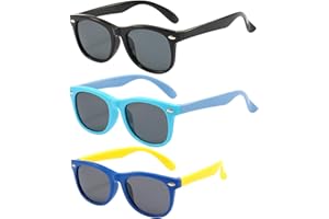 FANNYGO 3 Pack kids sunglasses for Boys Girls Kids Polarized Sunglasses