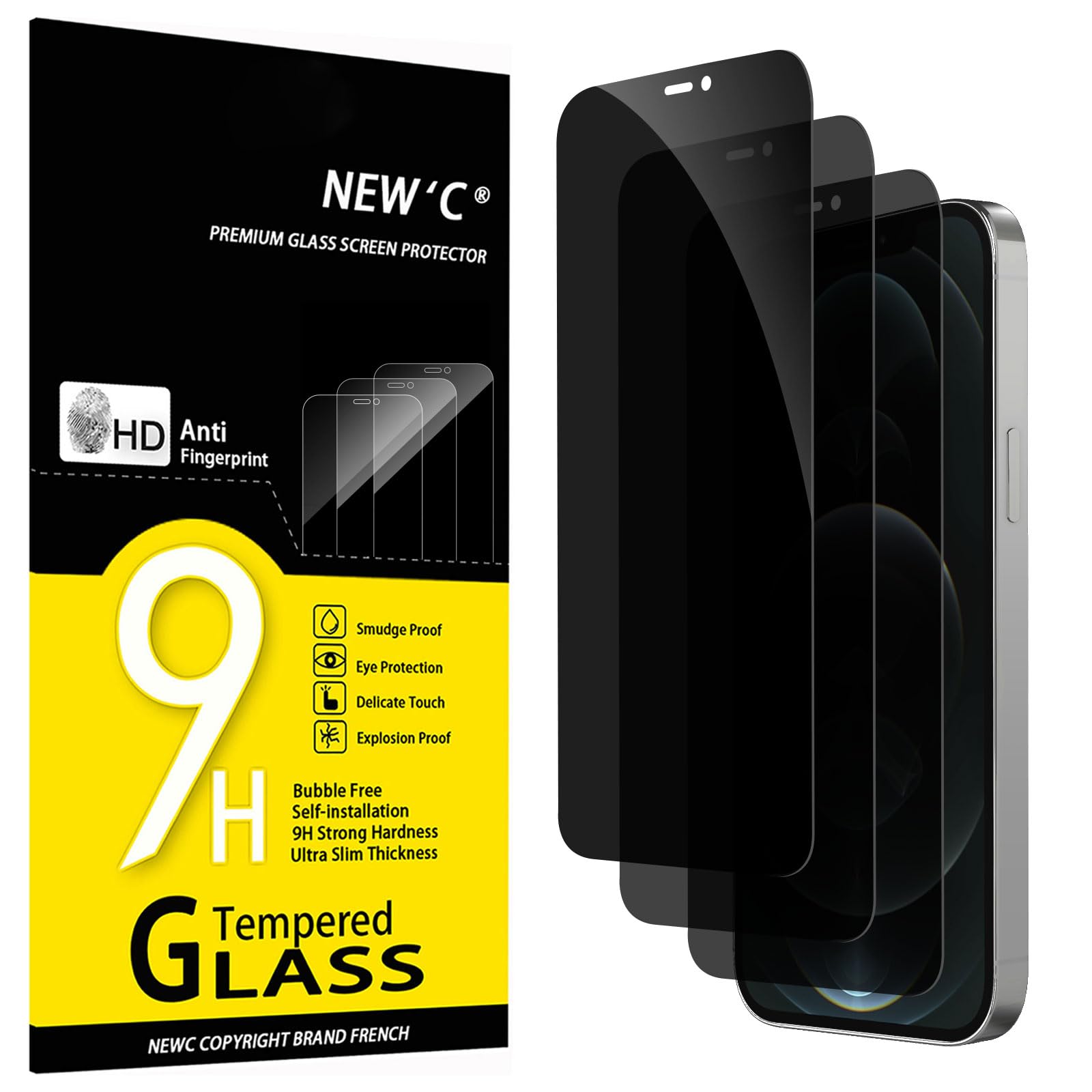 NEW'C 3 Pack Privacy Screen Protector for iPhone 12