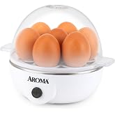 AROMA Overly Easy Egg Cooker, Steamer &amp; Electric Egg Poacher, White