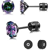 Limerencia G23 Titanium Screw Back Earrings, 20G F136 Implant Grade Pure Titanium Earrings for Women Men, 5A Cubic Zirconia 3 4 5 6 7 mm Hypoallergenic Cartilage Earring Studs