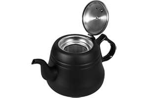 VILLCASE Stainless Steel Tea Kettle 1.5l Water Boiler Black Retro Style with Inner Filter Handle for Home Boiling