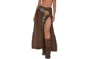 SHENHE Women's Boho Western Low Rise Maxi Skirt Ruffle High Slit Country Cowgirl Skirts