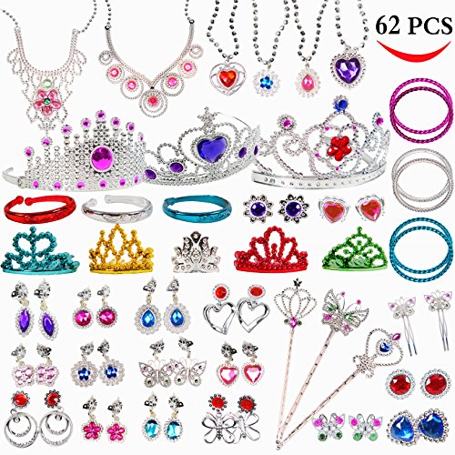 image for Original Color Jewelry Toy,62 Pieces Princess Pretend Jewelry Toy Play