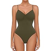 Avidlove Body Suits for Womens Sexy Ruched V Neck Thong Bodysuit Backless Sleeveless Double Lined Cami Body Suit Top