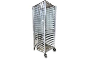 LAUNDRY BAGS ONLINE Bakery Food Pan Sheet Rack Cover – Heavy Duty PVC Vinyl Zippered Bun Pan Rack Cover – Long-lasting Use Durable Covers with 3 Zippers – Made in USA (Transparent, 23"W x 28"L x 61"H)