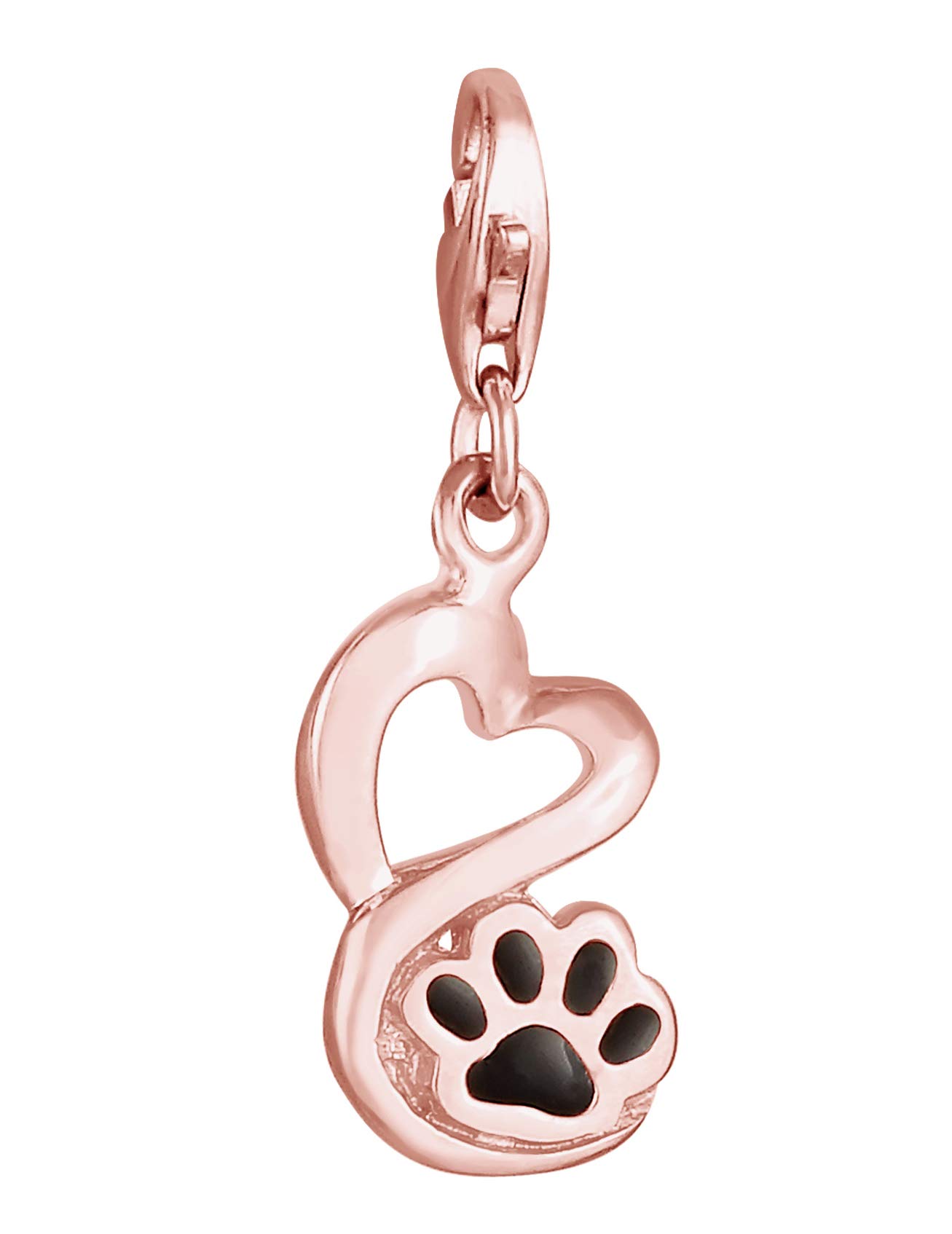Nenalina Paws Carabiner Charm Pendant for Charm Bracelet 925 Sterling Silver 0408642420, Sterling Silver, Crystal