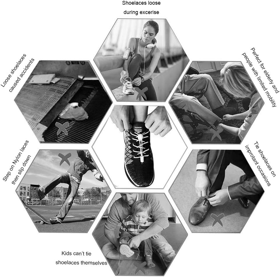 No Tie Shoe Laces for Kids Adults, Elastic laces with Lock Device for Sneakers: Clothing