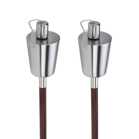 Dszapaci Gartenfackeln Für Draussen im Set Fackeln Garten Edelstahl Öl Fackel Outdoor Silber Öllampe Metall Ölfackel Feuer Pa