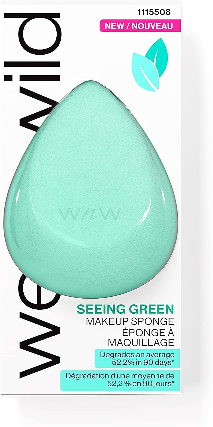 Wet n Wild Seeing Green Makeup Sponge, Beauty Blender for Effortless Makeup Application to Wide Areas and Closeup Details, Guilt-Free Disposal