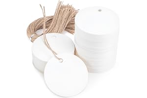SallyFashion 120PCS White Round Gift Tags, 2 inch Kraft Paper Gift Tags with String for Gifts Wrapping Craft Project Wedding Favors