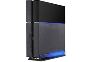 KlsyChry Stand with HUB & Blue Light for PS4, Blue Led Light Vertical Stand Base with 3 USB HUB Port for Sony PlayStation 4 PS4 Console (Black)