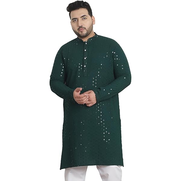Plus (Since 1958) Men's Cotton Designer Black Kurta With White