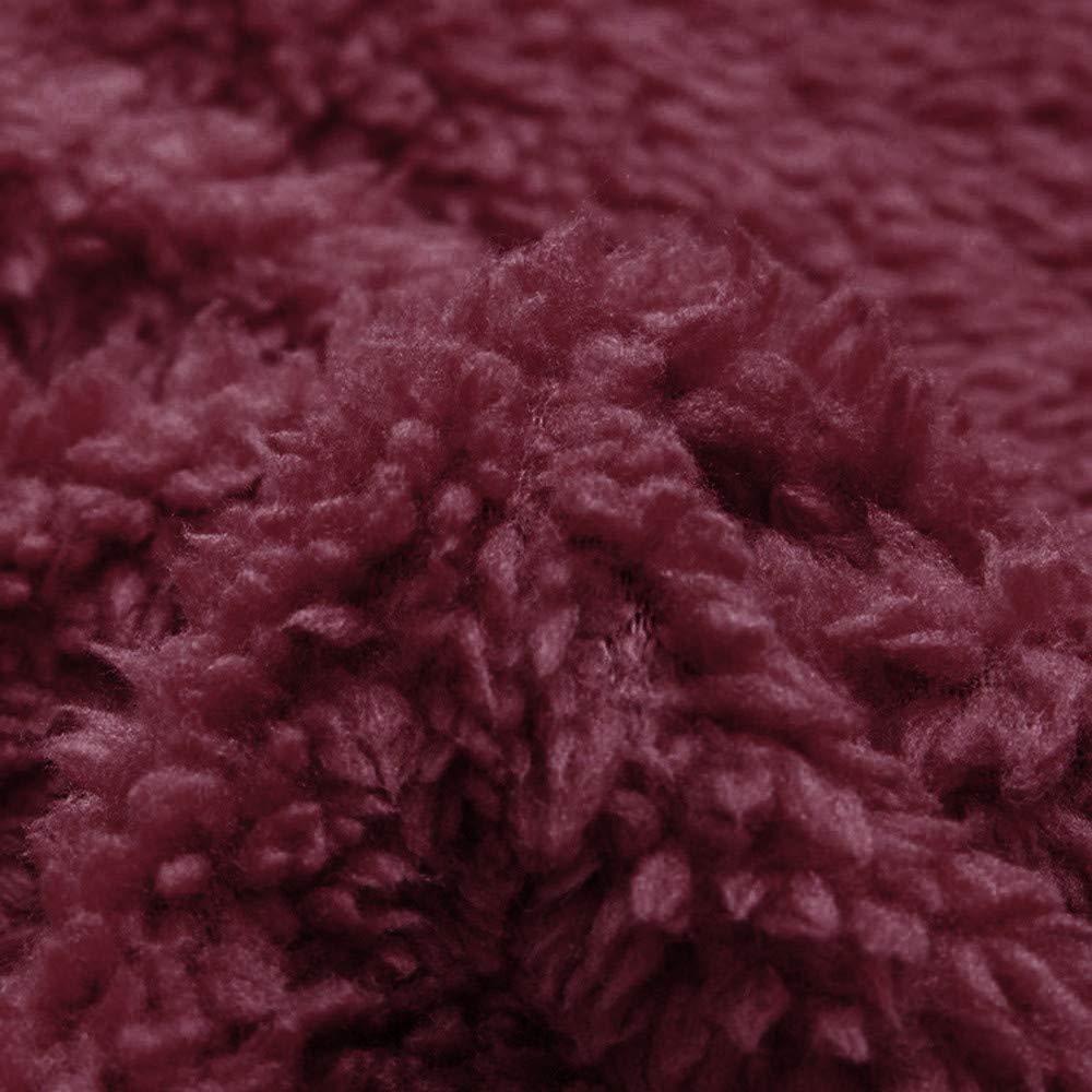 RDTIAN Women\'s Coat Plaid Lapel Open Front Cardigan Sherpa Jacket Wine Red