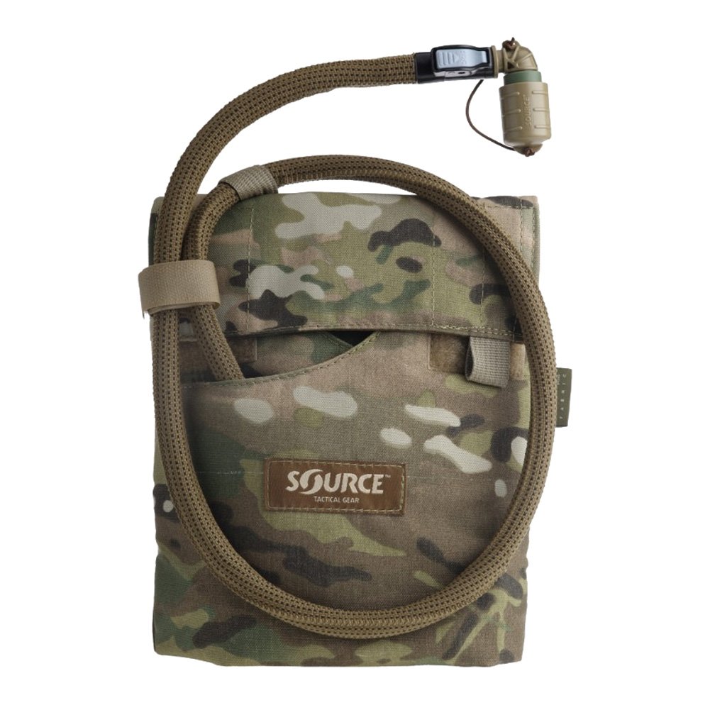 Source Tactical Kangaroo 1-Liter Collapsible Canteen Hydration System System with Storm Push-Pull Drinking Valve with Pouch (Multicam), nylon