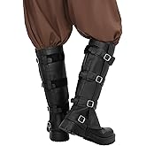 FURPHI Medieval Pirate Boot Covers Renaissance Steampunk Faux Leather Leg Armor Guards Knight Cosplay Accessories