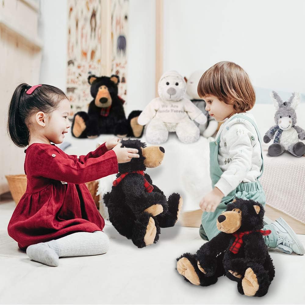 AMERLL Soft Teddy Bear Stuffed Animal Plush Bear Durable Stuffed Animal Teddy Bear Plush Toy Gifts for Toddler Girls Kids,Black,15.7 inches: Toys & Games