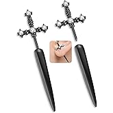 Vintage Gothic Sword Earrings 316L Steel Hypoallergenic Rhinestone Crystal Dagger Earrings Punk Style Sword Dangle Earrings Costumes Festival Jewelry for Women and Men (Sword,Black)