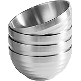 IMEEA 10 Oz Snack Bowls Small Stainless steel Bowls for Soup, Cereal and Ice Cream, Set of 4