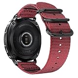 Fintie for Galaxy Watch 42mm, Galaxy Watch Active Bands, 20mm Soft Nylon Replacement Strap Band with Adjustable Closure for Samsung Gear Sport and Gear S2 Classic Smartwatch, Red
