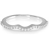 Dazzlingrock Collection 0.25 Ctw Round Natural Diamond Women Anniversary Wedding Band Guard Ring, 14K White Real Solid Gold