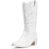 IUV Cowboy Boots For Women Pointy Toe Women's Western Boots Cowgirl Boots Mid Calf Boots
