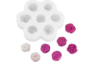 Nivofu 2pcs Flower Silicone Molds, 7 Cavity 3D Rose Peony Cake Mold, DIY Handmade Soap Mould for Jelly Chocolate Pudding Fond