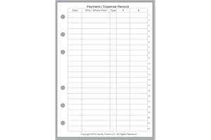 HANDY FORMS A6 Size Expenses and Check Register Insert, for 6-ring Binders (4.1" x 5.8”). THIS IS A EUROPEAN STANDARD A6 SIZE. YOUR A6 MAY BE DIFFERENT. PLEASE SEE IMAGES.
