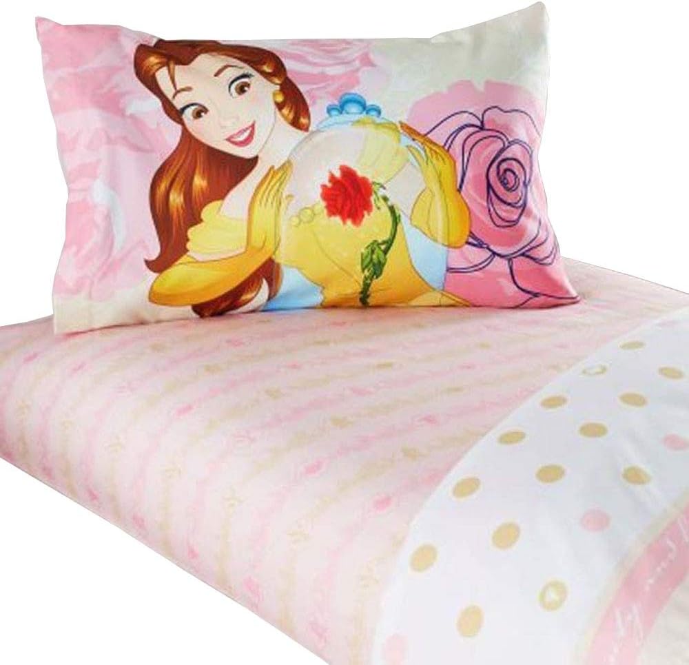 Cute, Soft and Enchanting Disney Belle "Enchanted Belle" Bedding Sheet Set, Pink, Twin