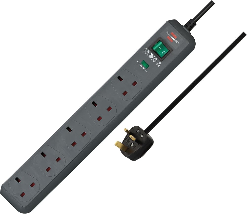 Brennenstuhl Eco-Line 5-Way Surge Protection Extension Lead 2m 13A Anthracite