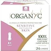 Organyc 100% Certified Organic Cotton inside and out Panty Liner For Women Sensitive Skin, Light Flow(Folded), 24 Count