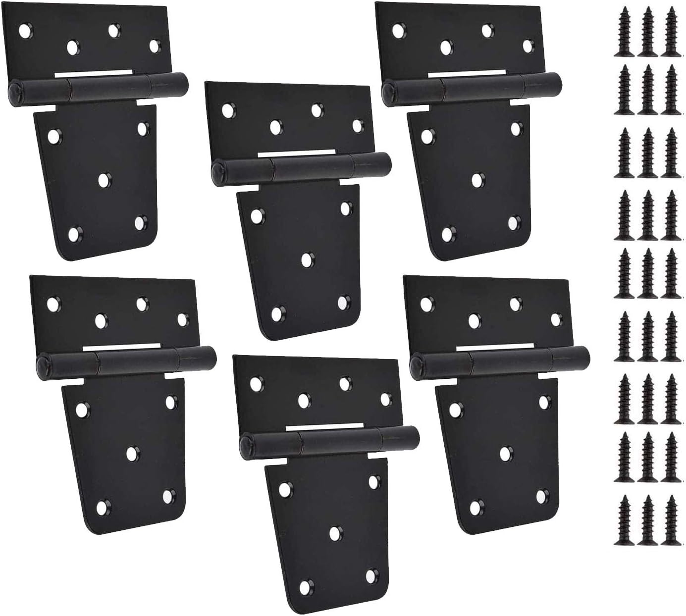 TamBee Black Gate Hinges Shed Hinges Heavy Duty Gate Hinges for Wooden Fences Barn Door Hinges for Wood Outdoor 3.5inch with Screws (Pack of 6)