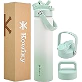 24 oz Insulated Water Bottle, 2-in-1 Lid, Straw & Spout with Protected, Leak Proof, Keep Cold 24H, Cup Holder Fit, Stainless Steel, Metal, Reusable, for Travel, Gym and School, 2 Lids, Iced Mint