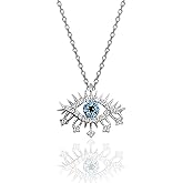 925 Sterling Silver Evil Eye Pendant Necklace | Rhodium-Plated Blue & White Zircon Lareyn Design | Women’s Protective Jewelry Gift