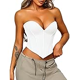 ChiaoLezhee Heart Corset Top For Women, Sexy Concert Outfits Going Out, Strapless Crop Top, Overbust Bustier