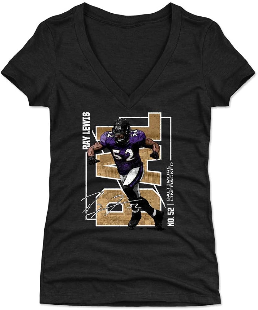 Amazon.com : 500 LEVEL Ray Lewis Shirt for Women (Women's V-Neck, Small, Tri Black) - Baltimore 
