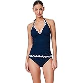 Profile by Gottex Tricolore Halter Tankini Top - Adjustable Halter Tie, Soft Cups, Front Lining, Bottom Sold Separately