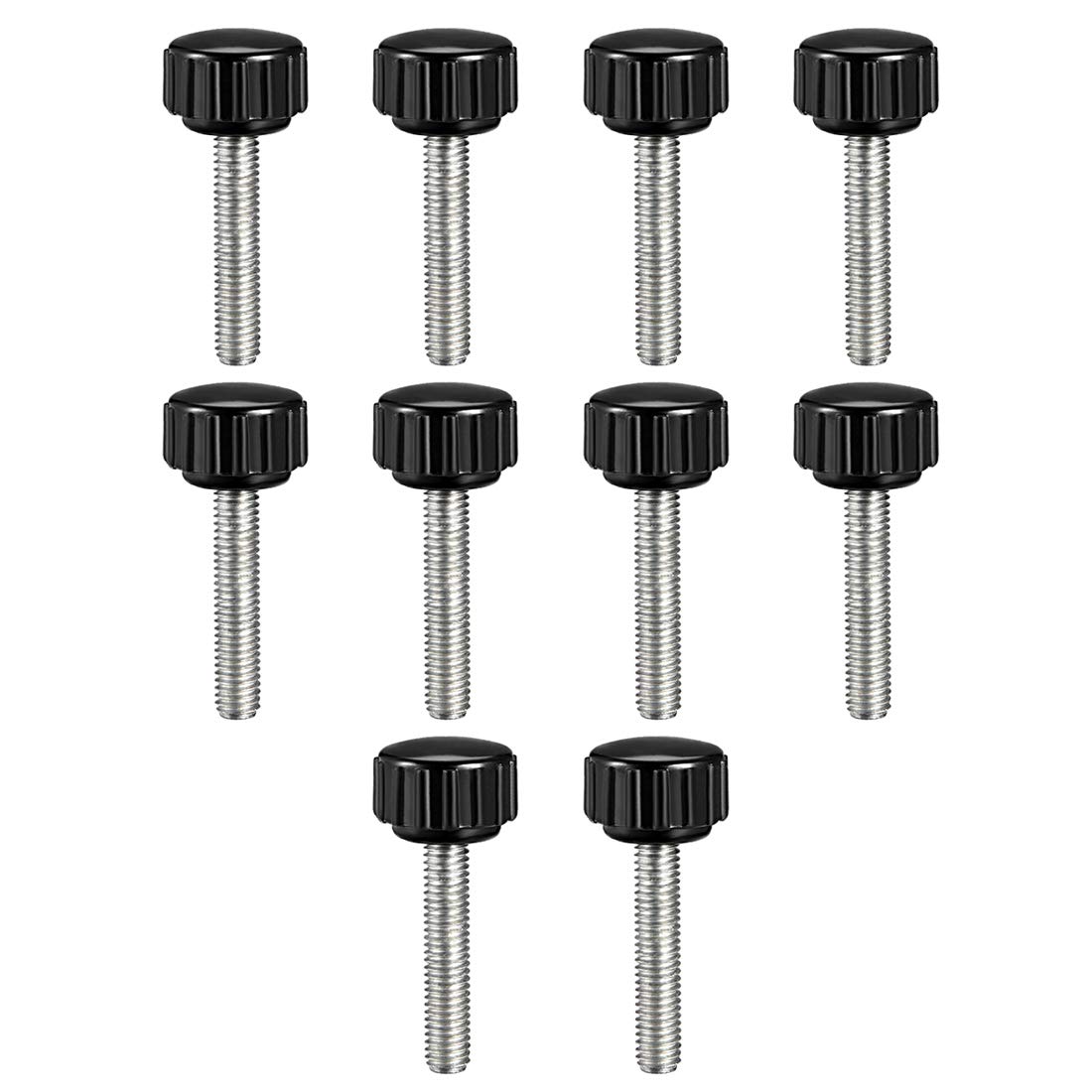 sourcing map M5 x 25mm Metric Male Thread Knurled Clamping Knobs Grip Thumb Screw Hand Clamping Handle Bolt with 15mm Plastic Knobs Black 10 Pcs