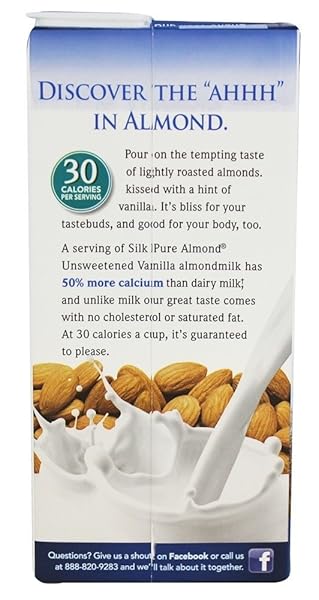 SILK SHELF-STABLE ALMONDMILK, UNSWEETENED VANILLA, DAIRY-FREE, VEGAN, NON-GMO PROJECT VERIFIED, 1 QUART