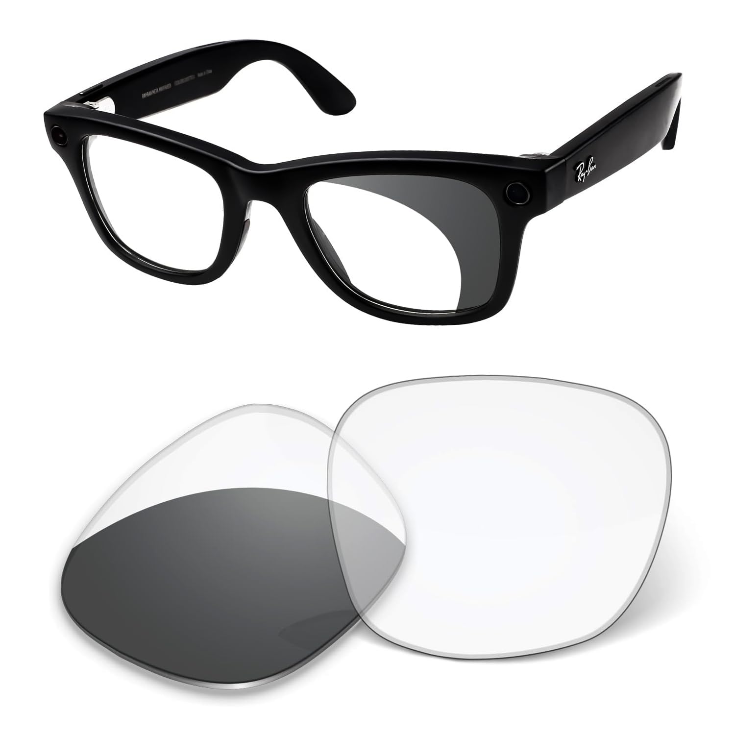 Photo 1 of Kygear 1.6MM Replacement Lenses Compatible With RayBan Meta Wayfarer RW4006 50mm Smart Sunglasses (Grey Photochromic)