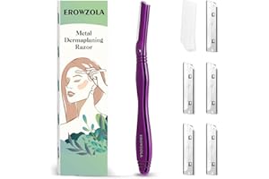 EROWZOLA Dermaplaning Tool for Face Eyebrow Razor and Facial Shaver for Women and Men Dermaplane Razor Peach Fuzz Exfoliation Remover Eyebrow Trimmer with 6 Refill Blades (Purple)