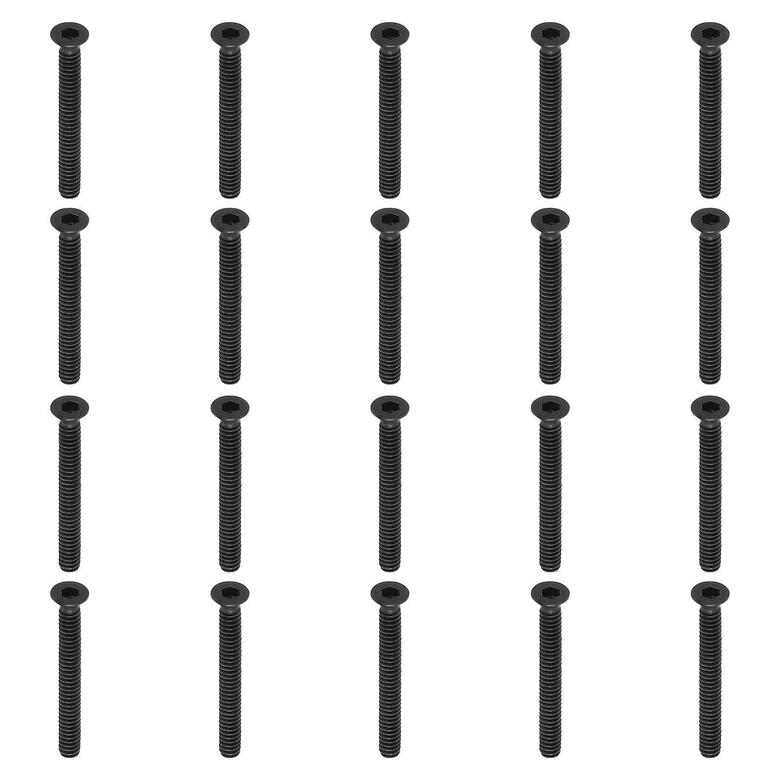 PATIKIL #4-40 x 1 Inch Flat Head Socket Cap Screws, 20 Pack Flat Countersunk Bolts Hex Socket Drive Machine Screws Full Thread Coarse Thread UNC Black Oxide Grade 10.9