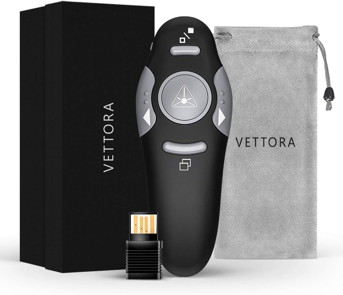 Laser Pointer Remote Control with USB | Powerful & Ergonomic PPT Clicker Supports Mac | for Microsoft Powerpoint Presentations, Excel & Interaction with Crowd