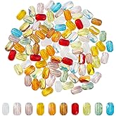 AHANDMAKER 100Pcs AB Color Rectangle Glass Beads 10 Colors Transparent Electroplate Glass Beads Faceted Loose Craft Spacers for DIY Crafting Findings Bracelet Necklace Jewelry Making 7x4.5x3.5mm
