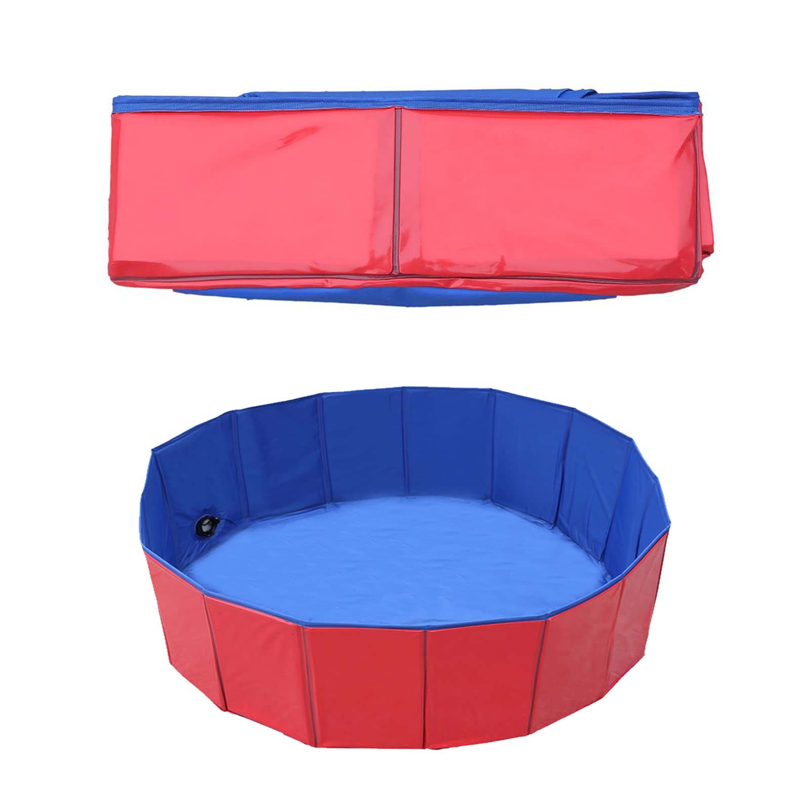 Jackfru Dog Pool Foldable Swimming Pool, PVC Non-Slip Pool for Puppies Small Dogs, Round, Red/Blue, 8 x 50 cm