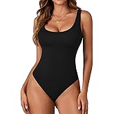 OPOIPIN Women's Cotton Scoop Neck Sleeveless Sexy Slim Fit Thong Bodysuit Leotard Tank Top