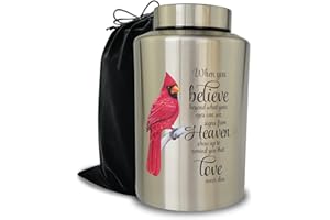 CHIEMOT Up to 220 lbs Large Cremation Urns for Adult Human Ashes, Decorative Urn for Male Female Ashes with Velvet Bag（Cardinal）